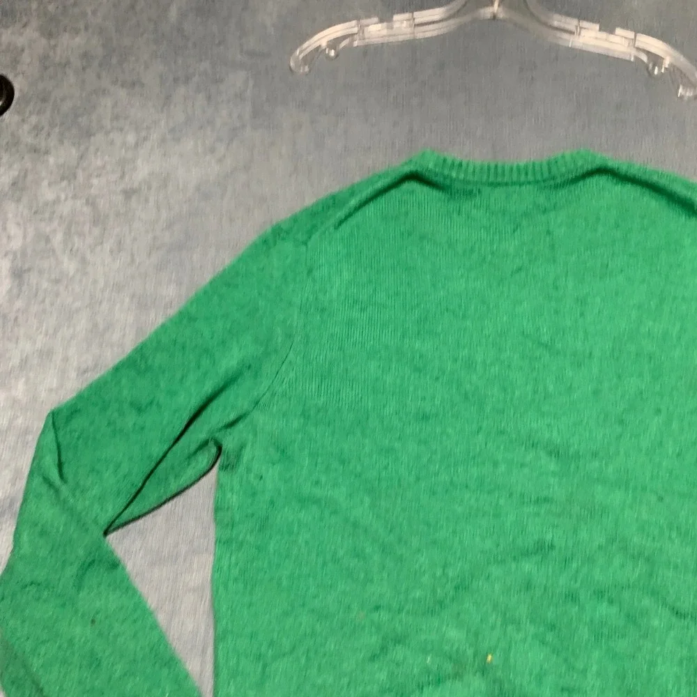Banana Republic Sweater Mens Medium Green Tight Knit Ribbed Trim Long Sleeve